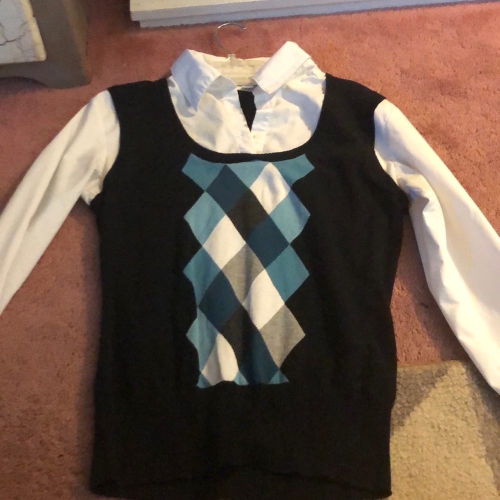 Cute blouse sweater vest look